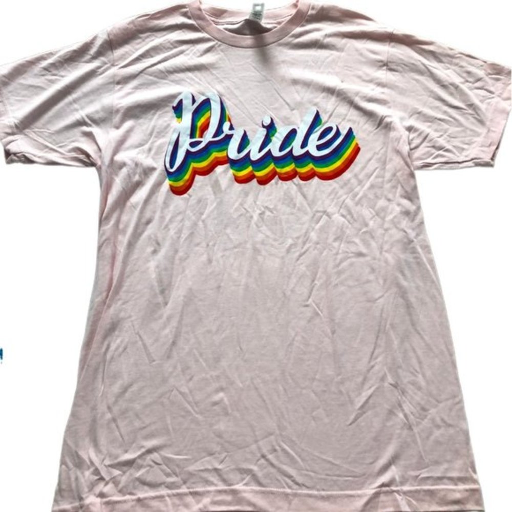 Light Pink Pride Rainbow Graphic Short Sleeve Crewneck Tee